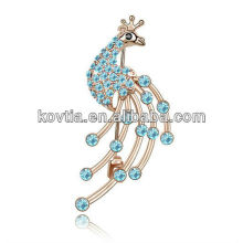 Handmade acessórios mulheres broche grande pavão forma cristal rhinestone broche